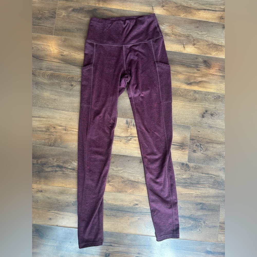 Aerie Offline Leggings S Long Burgundy High Rise Pocket Yoga Athleisure